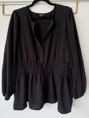 Torrid Black Smocked-Waist Peplum Top